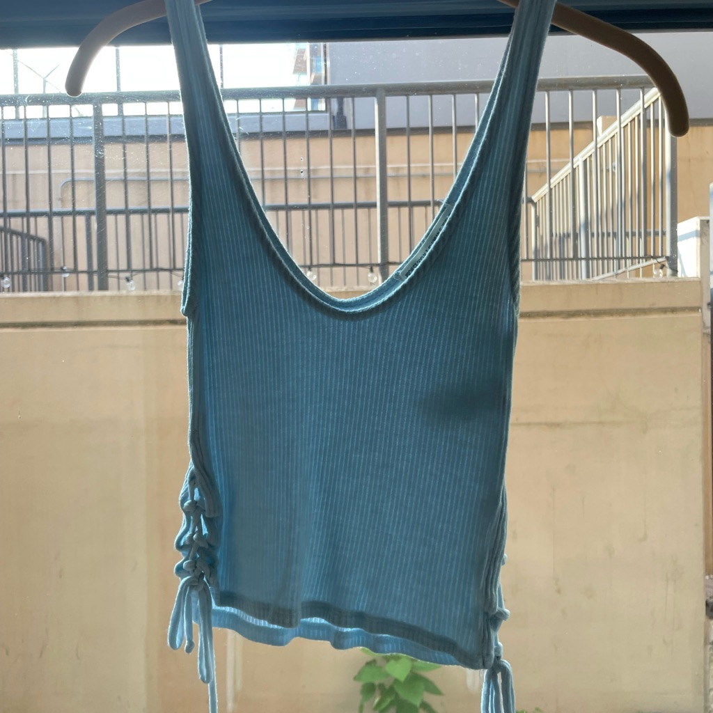 Light Blue Ribbed Crop Top